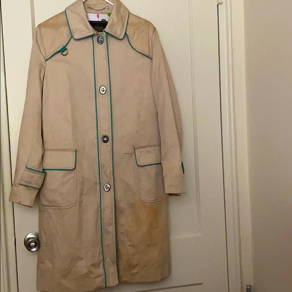 Coach vintage cream & blue long coat size: 12